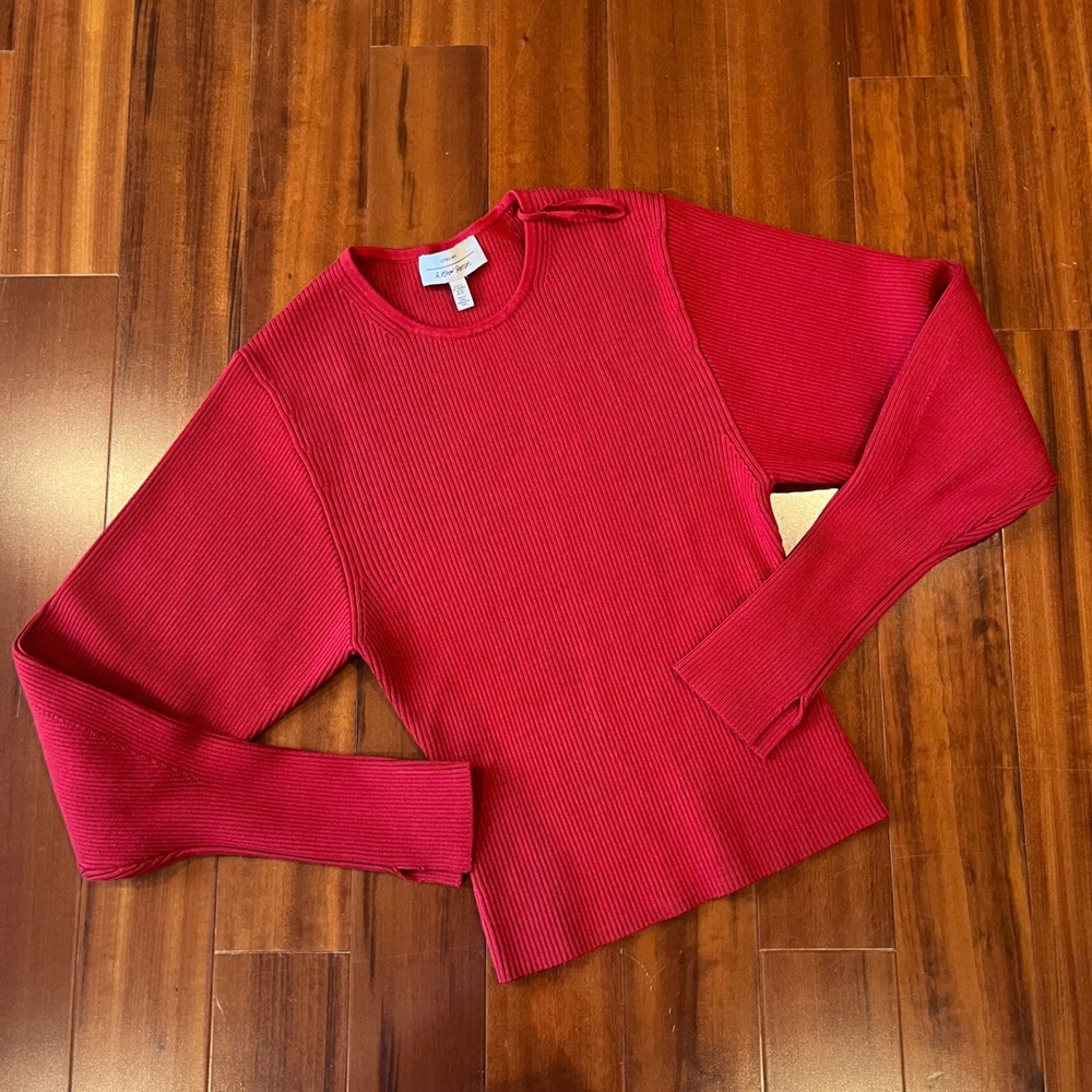 Other Stories Red Sweater Atelier Rib Knit Long Sleeve Top Stretchy Size XS
